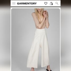 Wide Leg High-Rise Culotte Pants in Cream